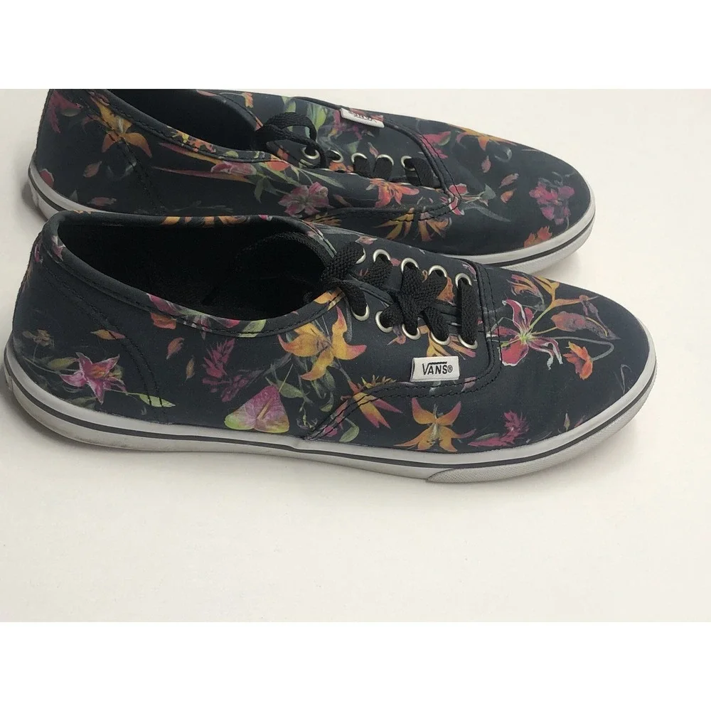 Vans Tropical Floral Black Bloom Canvas Sneakers Shoes Women's 8/Men's 6.5 - Picture 3 of 11